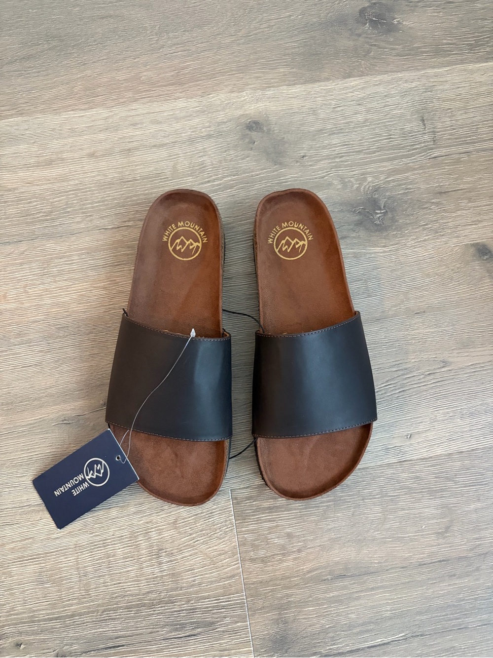 White Mountain UNISEX  Brown and Black Slide Sandals